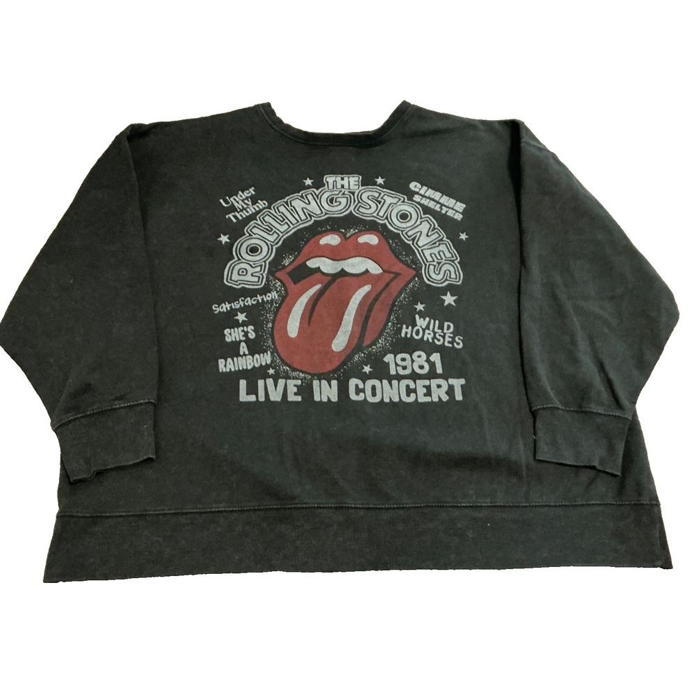 The Rolling Stones 1981 Tour Sweatshirt XXXL 22 Acid Wash Crewneck Plus Rock